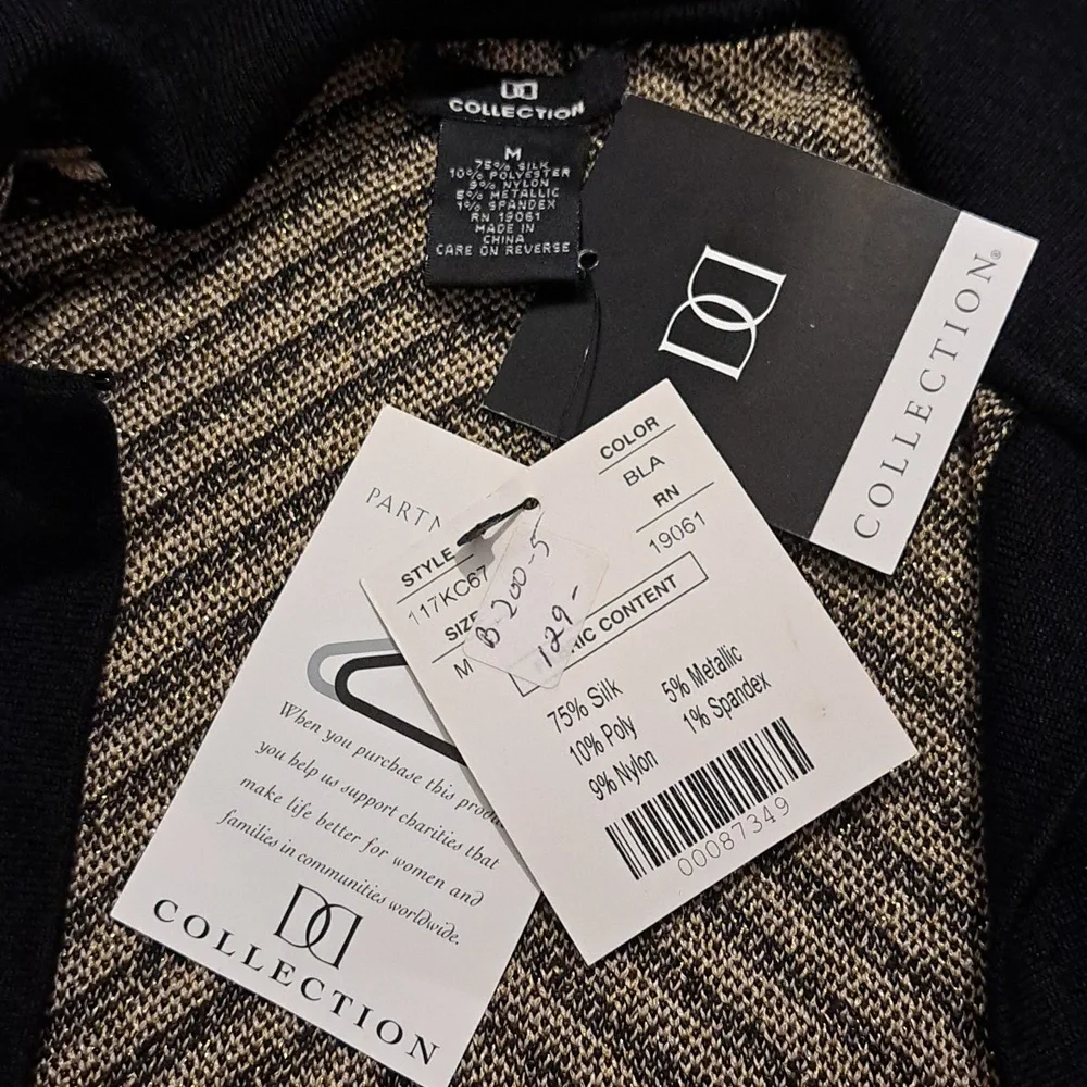DD Collection Cardigan Luxury Chevron Black and Gold, Silk Blend, Size M - Picture 6 of 8